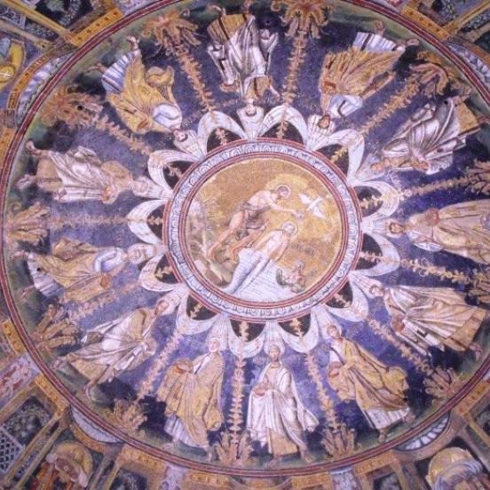 Ceiling with the Apostles in the so-called orthodox baptistery (Photo: Ágnes Bencze)