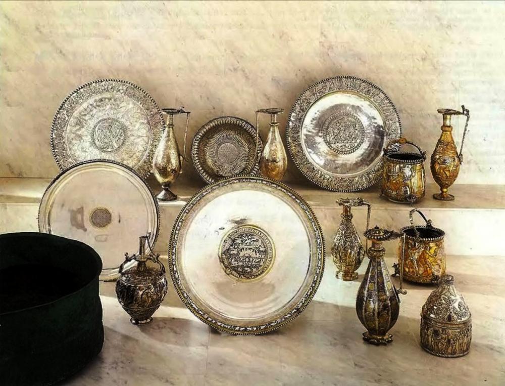 The Seuso treasure in a photograph taken for the brochure of Sotheby’s