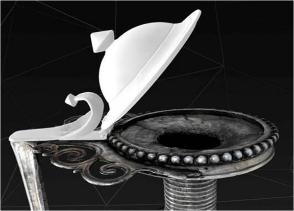 3D reconstruction of the lid and thumb-piece of the ewer